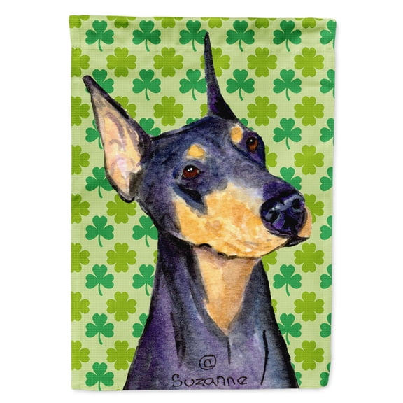 Carolines Treasures SS4426-FLAG-PARENT Doberman St. Patricks Day Shamrock Portrait Flag  multicolor