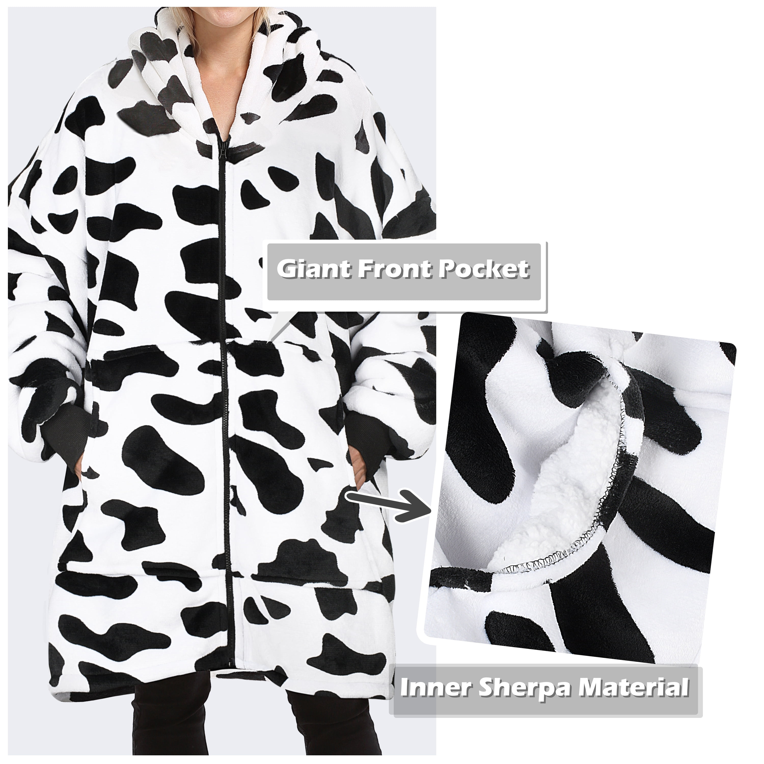 Catalonia Oversized Hoodie Blanket with Zipper, Wearable Sherpa Sweatshirt Pullover, Soft Warm Comfortable Jacket for Adults Men Women, Dalmatian