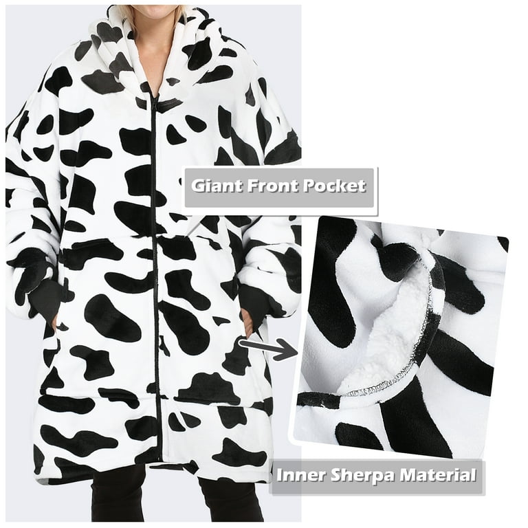 Cow print hoodie online blanket