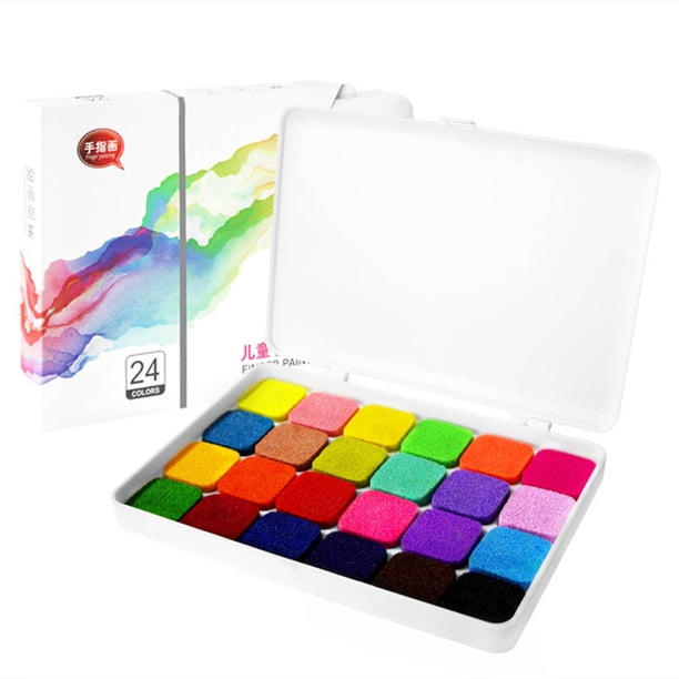 Kit divertido para pintar con los dedos, lavable, de 12 o 24 colores, con libro para niños, ideal para manualidades y manualidades para el Día del Niño, Navidad y más.
