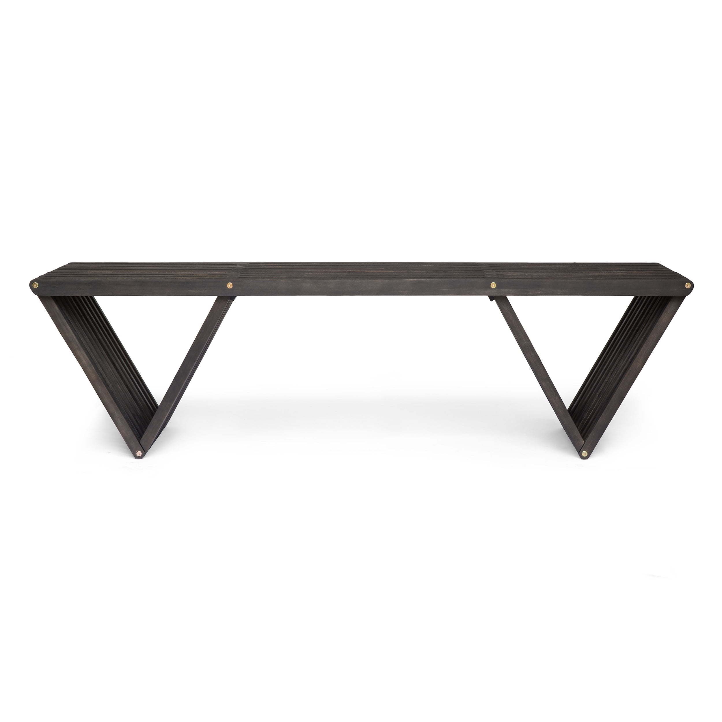 Outdoor Leisure Rest Bench, Solid Acacia Wood Outdoor Seat for Patio Garden, Dark Gray