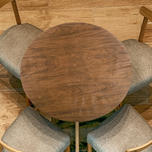 Uxcell 48-inch Round Fitted Tablecloth with Elastic Edge, Round Table Cloth Waterproof Stretchable Vinyl Tables Cover Fit 35"-43" Diameter for Picnic Camping Outdoor, Brown