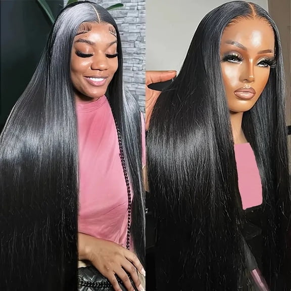 Long straight hair with lace and lace front fashionable and natural wig