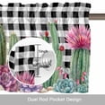 thumbnail image 6 of Summer Botanical Valance Curtain for Windows Tropical Saguaro Opuntia Green Cactus Black Plaid Rod Pocket Curtain Valances Short Window Treatments for Kitchen Bathroom Laundry Basement 56 x 16 Inch, 6 of 9