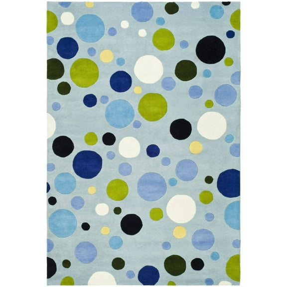 SAFAVIEH Soho Dots Polka Dots Wool Area Rug, Blue/Multi, 6' x 9'
