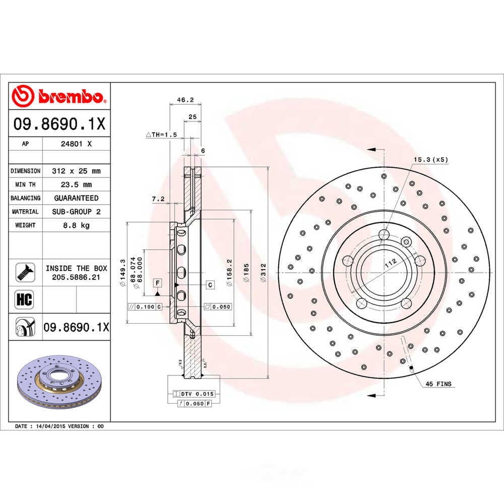 Brembo 09.8690.1X XTRA Disc Brake Rotor