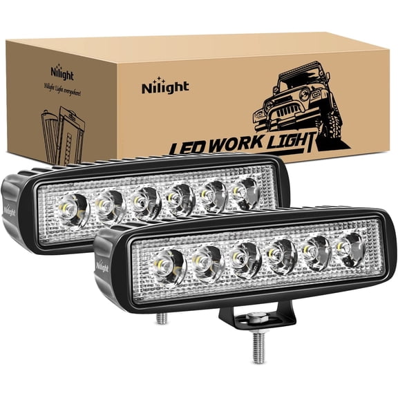 Nilight LED Light Bar 2PCS 18W 6" Flood LED Pods Offroad Fog Light Waterproof for Boat SUV ATV 4WD Car Truck Golf Cart 12V 24V