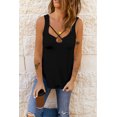 thumbnail image 3 of POGLIP Women's Blue Lace Knit Cap Sleeve Top, 3 of 6