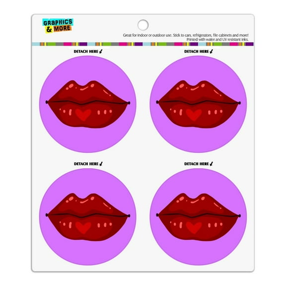 Juicy Luscious Lips Refrigerator Fridge Locker Vinyl Circle Magnet Set