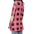 thumbnail image 6 of Women Colorblock Plaid Elbow Patch Long Sleeves Cardigan, 6 of 7