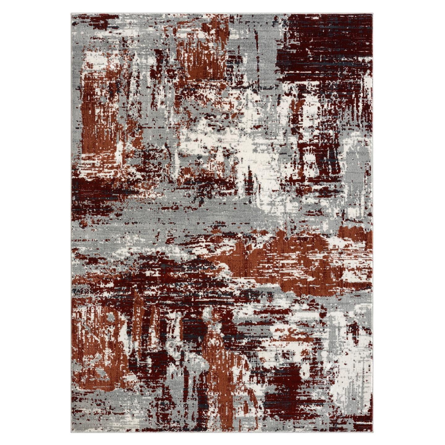 Luxe Weavers Modern Abstract Distressed Red 8x10 Area Rug for Living Rooms and Bedrooms