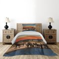 thumbnail image 4 of Ambesonne Savannah Quilted Coverlet 2 Pcs, Wildlife Animal Herd Dawn, Twin Size, Pale Blue Orange and Brown, 4 of 5