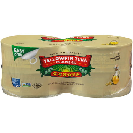 (4 Cans) Genova Yellowfin Tuna in Olive Oil, 5 oz