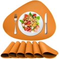 thumbnail image 7 of 4Pcs Leather Placemats , Heat-Resistant Non-Slip Washable Waterproof Coffee Mats,Dual-Sided Teardrop Shaped Mats，for Kitchen Dining Patio Table,Orange, 7 of 7