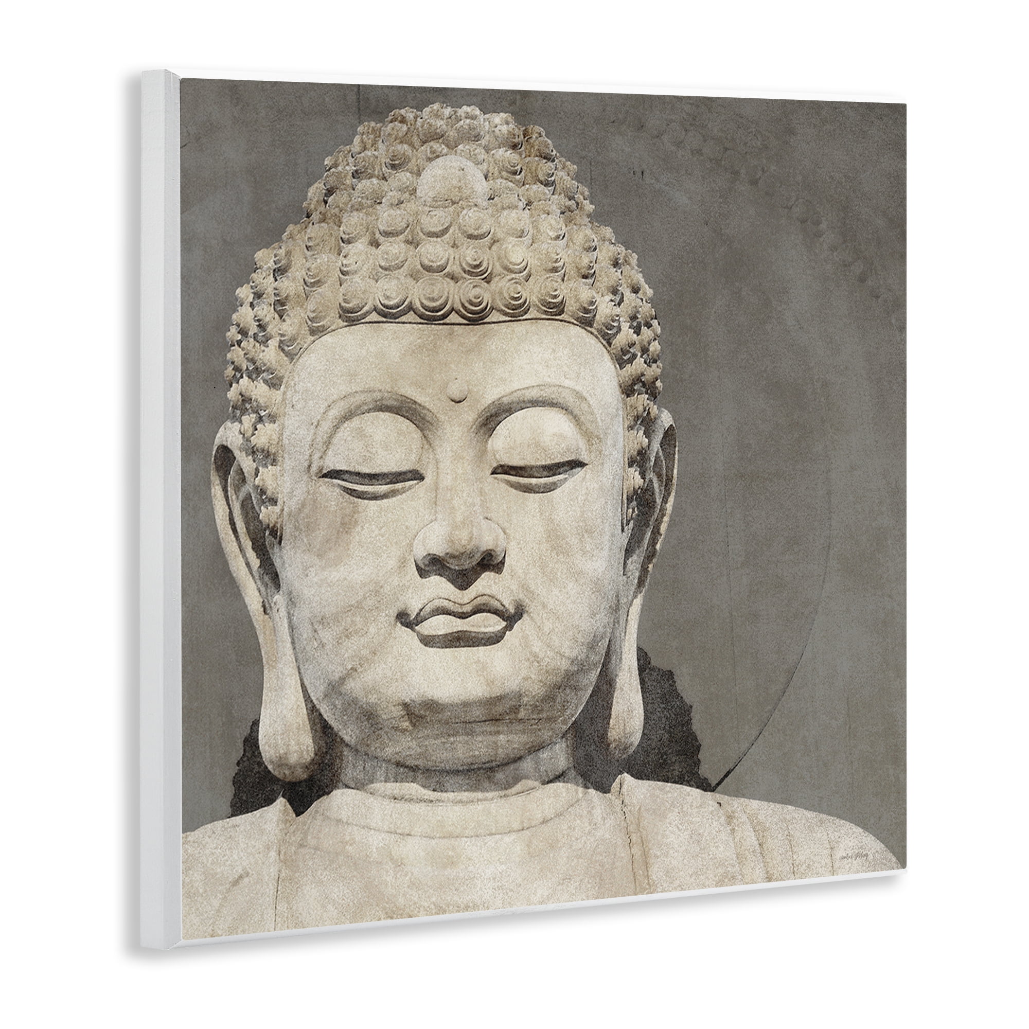 Stupell Industries Rustic Buddha Portrait History & Language Painting Unframed Art Print Wall Art, 12 x 12