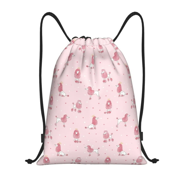 Fotbe Poodle Dog Pattern Drawstring Backpack, Gym Bag, Lightweight Backpack, Water-Resistant Bag Travel Sports Backpack, Fitness Bag, Yoga Bag-Medium