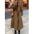 thumbnail image 3 of sicmoss Women's Camel Double Breasted Wool Pea Coat Notch Lapel Midi Winter, 3 of 6