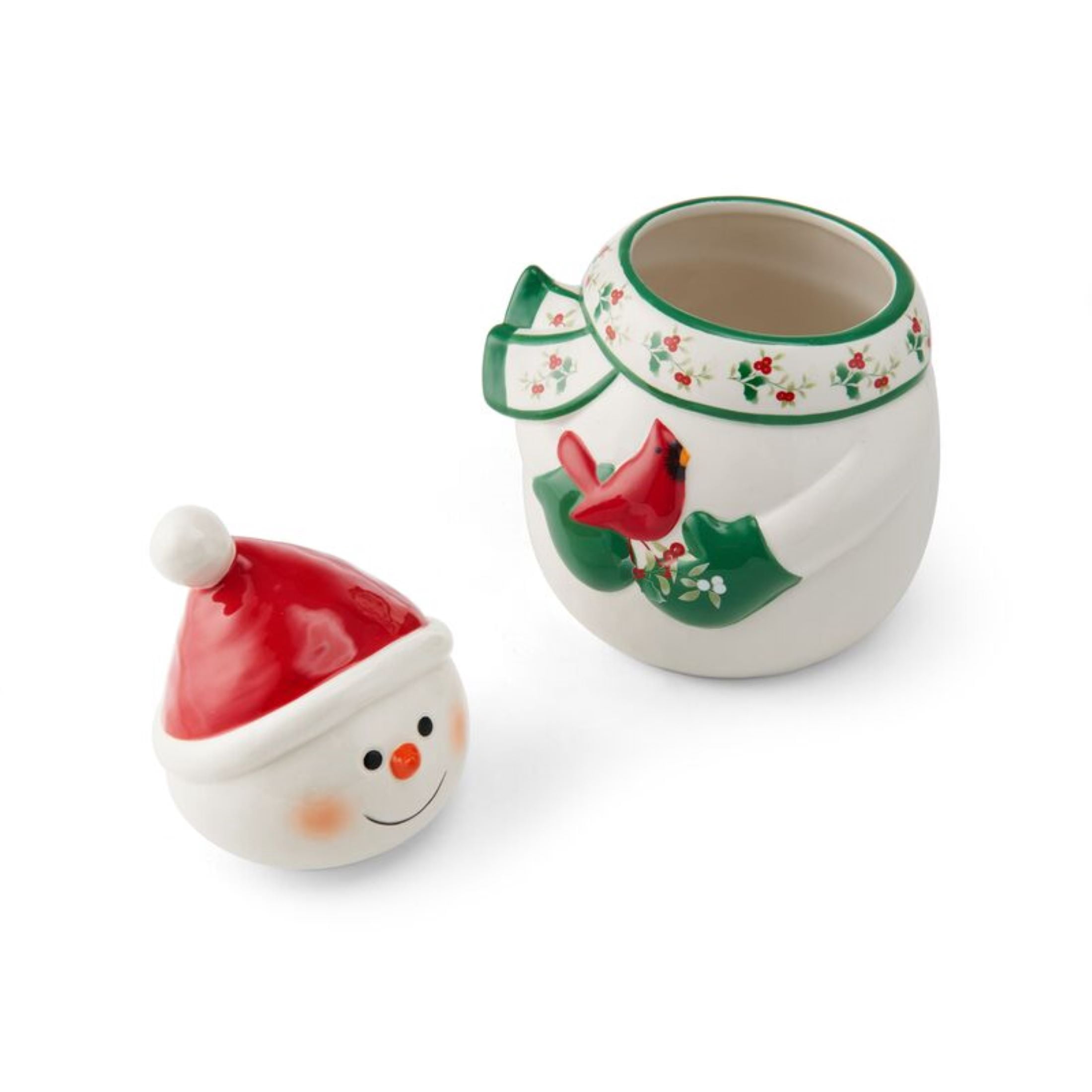 Pfaltzgraff Winterberry Snowman with Cardinal 10 in Cookie Jar