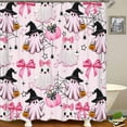 thumbnail image 3 of 4PCS Cute Ghost Shower Curtain Sets With Rugs, Fun Halloween Shower Curtain, Waterproof Fabric Shower Curtain, Gothic Spooky in Bathtub Vintage Dark Rose Daisy Black Floral Kids Bathroom Decor, 3 of 7