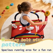 Easy Playhouse: Kids Treadmill - Red & Blue, Manual Self-Propelled Motion, Foam Handlebars, Walk & Jog Pad, Exercise Equipment, LED Display, 150lb Cap