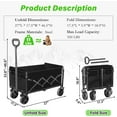 thumbnail image 2 of Wagons Carts Foldable Heavy Duty 360 LBS, Collapsible Folding Wagon Cart with All-Terrain Wheels & 2 Cup Holders, Lightweight Portable Folding Utility for Beach Camping Grocery Sports Garden,Black, 2 of 7