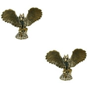 Desk Accessories Artifacts/ Antiques Brass Owl Animal Office Decor Craft Statue Set 2