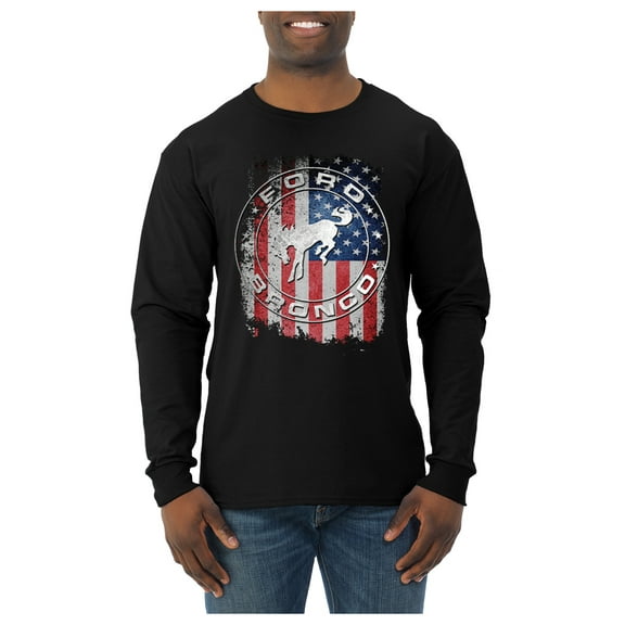 Wild Bobby US Flag Ford Bronco Men Long Sleeve Shirt