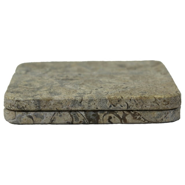 Natural Geo Beige Décoratif Carré en Marbre Boisson Sous-Verre, Lot de 2