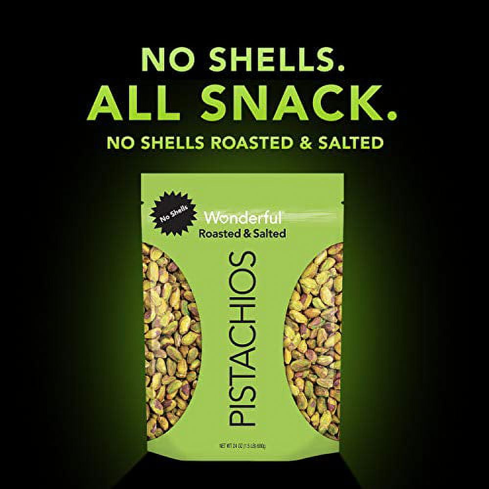 Wonderful Pistachios, No Shells, Roasted & Salted, 24 Ounce Resealable Bag