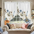 thumbnail image 5 of Swag Curtains Valances for Windows, Fall Thanksgiving Short Kitchen Window Curtains Over Sink, Orange White Blue Pumpkin Cafe Curtains Panel Set Of 2,Rod Pocket, 36 Inches Length Rustic Leaf Flower, 5 of 8
