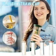 thumbnail image 2 of TUWABEII Plastic Straw Water Cup High Color Value Student Handy Cup High Temperature Plastic Cup With Straw, 2 of 6
