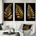 thumbnail image 1 of Designart "Golden Fern Against Black Background I" Floral Ferns Framed Wall Art Set Of 3 - Gold Modern Frame Gallery Wall Set For Home Decor, 1 of 6