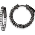 thumbnail image 1 of Sterling Silver Black Rhodium-Plated Cz In And Out Hoop Earrings (19.33 X 20) Made Indonesia qe12988b, 1 of 5