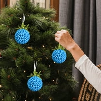 SCNOR 3 Pack Blue Christmas Ornaments, 10cm/3.94in Plastic Unbreakable Balls, High-Gloss Finish, Easy Hanging Loop for Christmas Tree, Wreaths & Garland