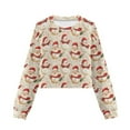 thumbnail image 4 of COEQINE Girls Crop Top Sweatshirt Long Sleeve Crewneck Fall Winter Pullover Cute Casual Loose Fit Streetwear Clothes for Teen Kids Age 5-6, Santa Claus Snowman Beige, 4 of 7
