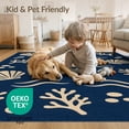 thumbnail image 4 of ODIKA 5'x7' Navy Blue Starfish Coral Shell Ocean Washable Area Rug Seashell Waves Nautical Motif Contemporary Geometric Scattered for Dining Room, Under Table, Home Office, Non-Slip Chair-Friendly, 4 of 7