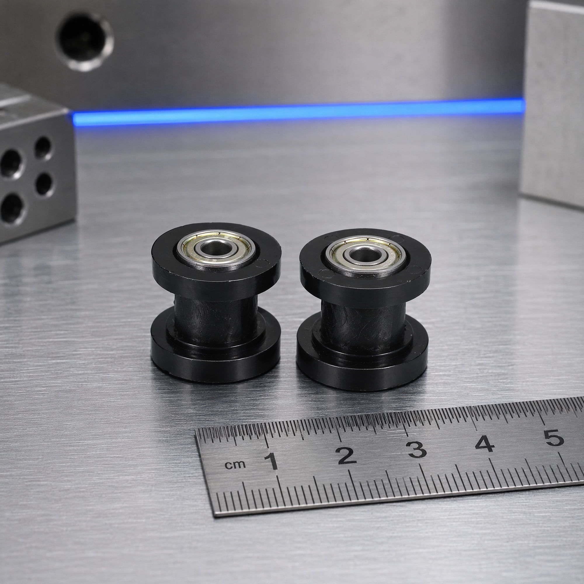LIFKOME Motorcycle Chain Roller Guide Wheel Black Plastic and Bearing Steel Anti-Slip Design 2Pcs