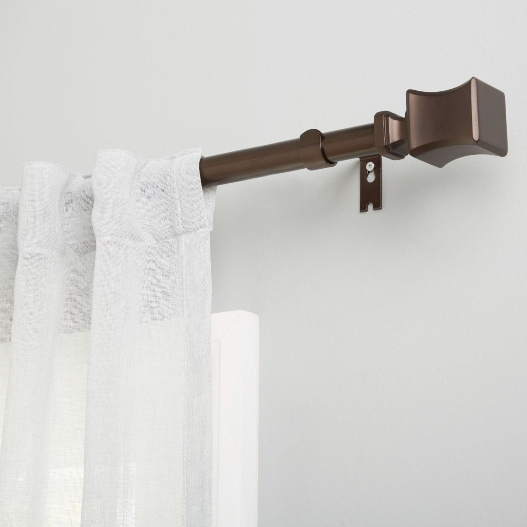 Exclusive Home Loran 1" Window Curtain Rod and Finial Set, Adjustable 36"-72", Oil Rubbed Bronze
