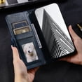 thumbnail image 5 of SaniMore for iPhone 13 PU Leather Case, Wallet Design with Card Slots Cash Pocket [Wrist Strap] Flip kickstand Full Body Protection Magnetic Closure Business TPU Shell for iPhone 13, Darkblue, 5 of 11