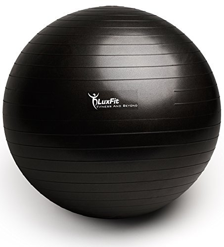 Exercise Ball, LuxFit Premium 65cm EXTRA THICK Yoga Ball '1 Year Warranty'  - Swiss Ball Includes Foot Pump. Anti-Burst - Slip Resistant! Fitness Balls