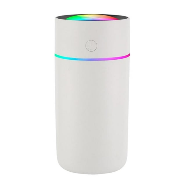 Humidificador de aire portátil mini USB, purificador de aire, difusor de aroma con luz colorida y tapa Blanco