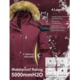 thumbnail image 4 of Chrisuno Women's Plus Size Hooded Warm Winter Coat Quilted Thicken Puffer Jacket with Removable Hood Wine Red 2X, 4 of 5