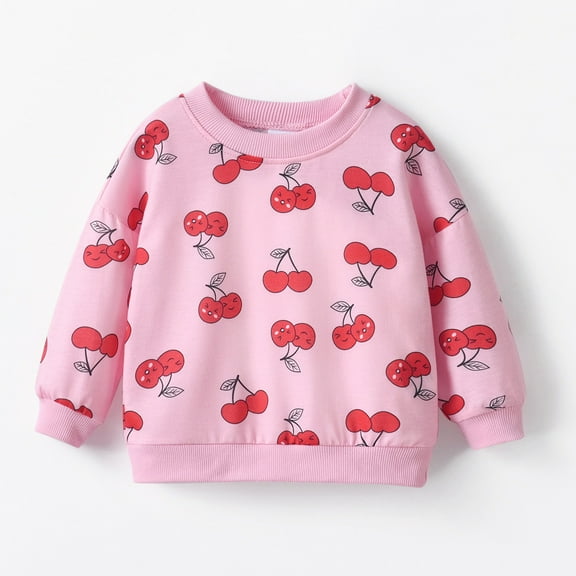 Bnwani Toddler Crew Neck Sweatshirts Fashion Warm Cotton Casual Sportswear Solid Print Pink Size 12 Months