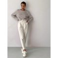 thumbnail image 6 of Womens Striped Soft Knit Pullover Sweater Loose Fit Shirts Brown L, 6 of 8