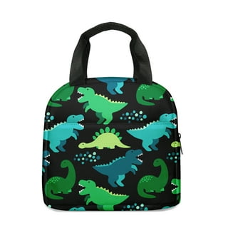 2 Pack Washable Reusable Paper Lunch Bags Insulated Dino Print 