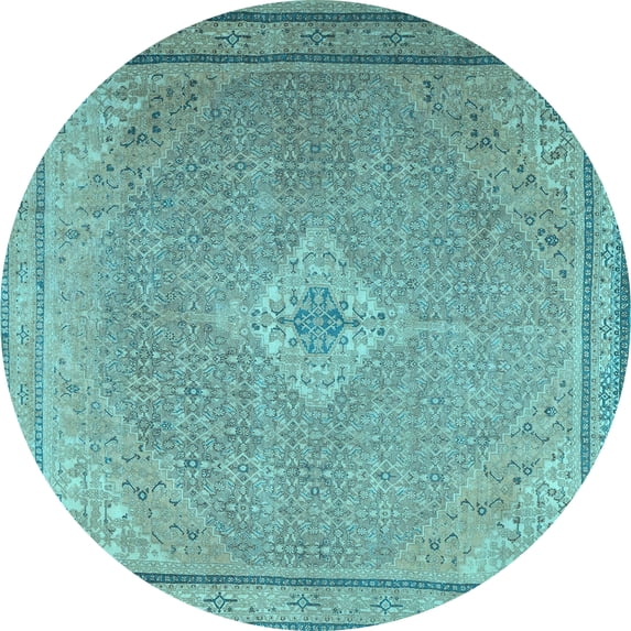 Ahgly Company Indoor Round Persian Light Blue Traditional Area Rugs, 7' Round