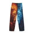 thumbnail image 3 of Vsdgher Red And Blue Fire Lion Print Mens Pajama Pants Sleep & Lounge Pants, PJ Bottoms With elastic waistb and Pockets, 3 of 5