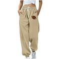 thumbnail image 5 of Sweatpants for Women Trendy Print Drawstring Casual Loose Fitting Yoga Sporty Gym Athletic Jogger Pants with Pockets,Brown 2,S, 5 of 5