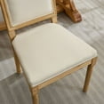 thumbnail image 3 of Hassch 2-Pack French Country Dining Side Chairs, Beige Linen Upholstered Padded Seat & Back, Carved Solid Wood Frame, Farmhouse Kitchen or Restaurant Accent Chairs, 3 of 9
