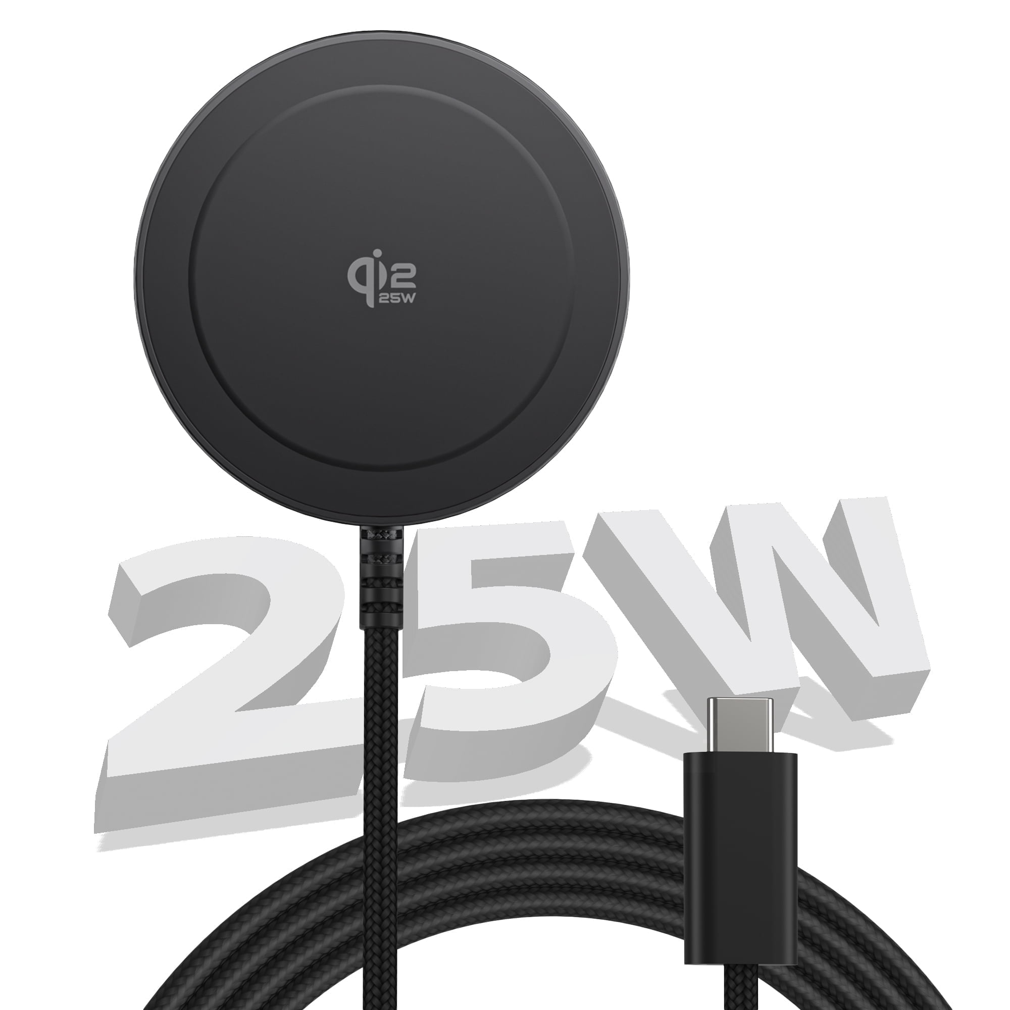 Magnetic Wireless Charging Pad, 25W Fast Charger, Strong Magnetic Qi2 Certified Charger Mat for iPhone 17/16/15/14/13/12 Series & AirPods, Compatible with MagSafe, Ultra-Thin & Portable (5FT Cable)